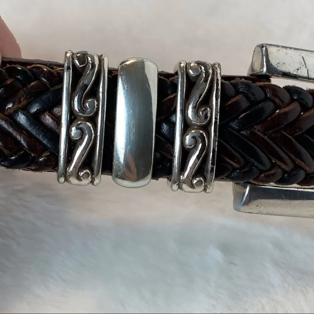 Brighton Brown Braided Leather Belt Size M/L